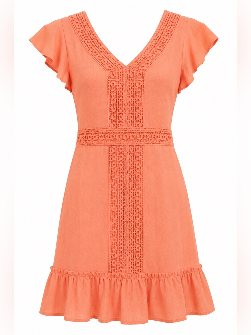 SINCERELY JULES Peach Lace Trim Crochet Detail Sundress Medium